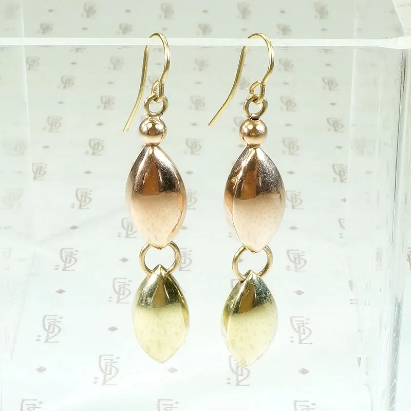 1940s Retro Earrings in Rose & Yellow Gold