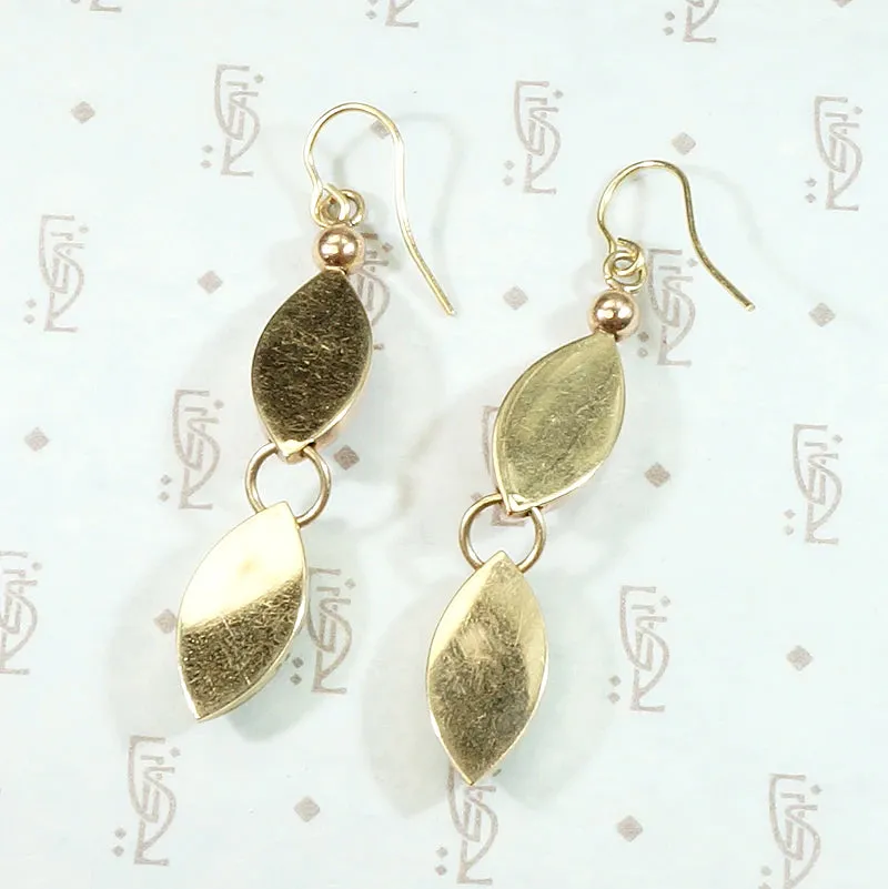 1940s Retro Earrings in Rose & Yellow Gold