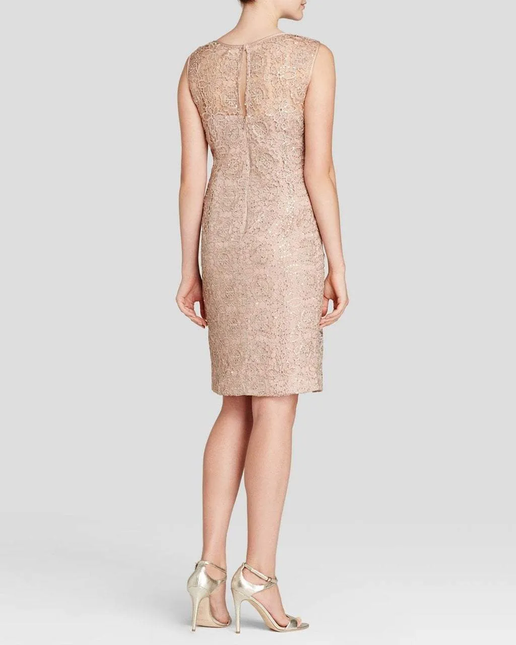 Adrianna Papell - Sleeveless Illusion Lace Cocktail Dress 41889120