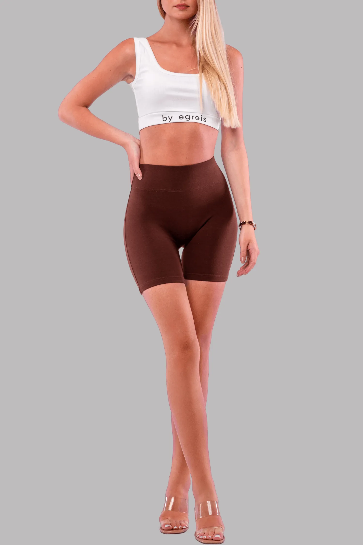 ALLIE BIKER SHORTS [BROWN]