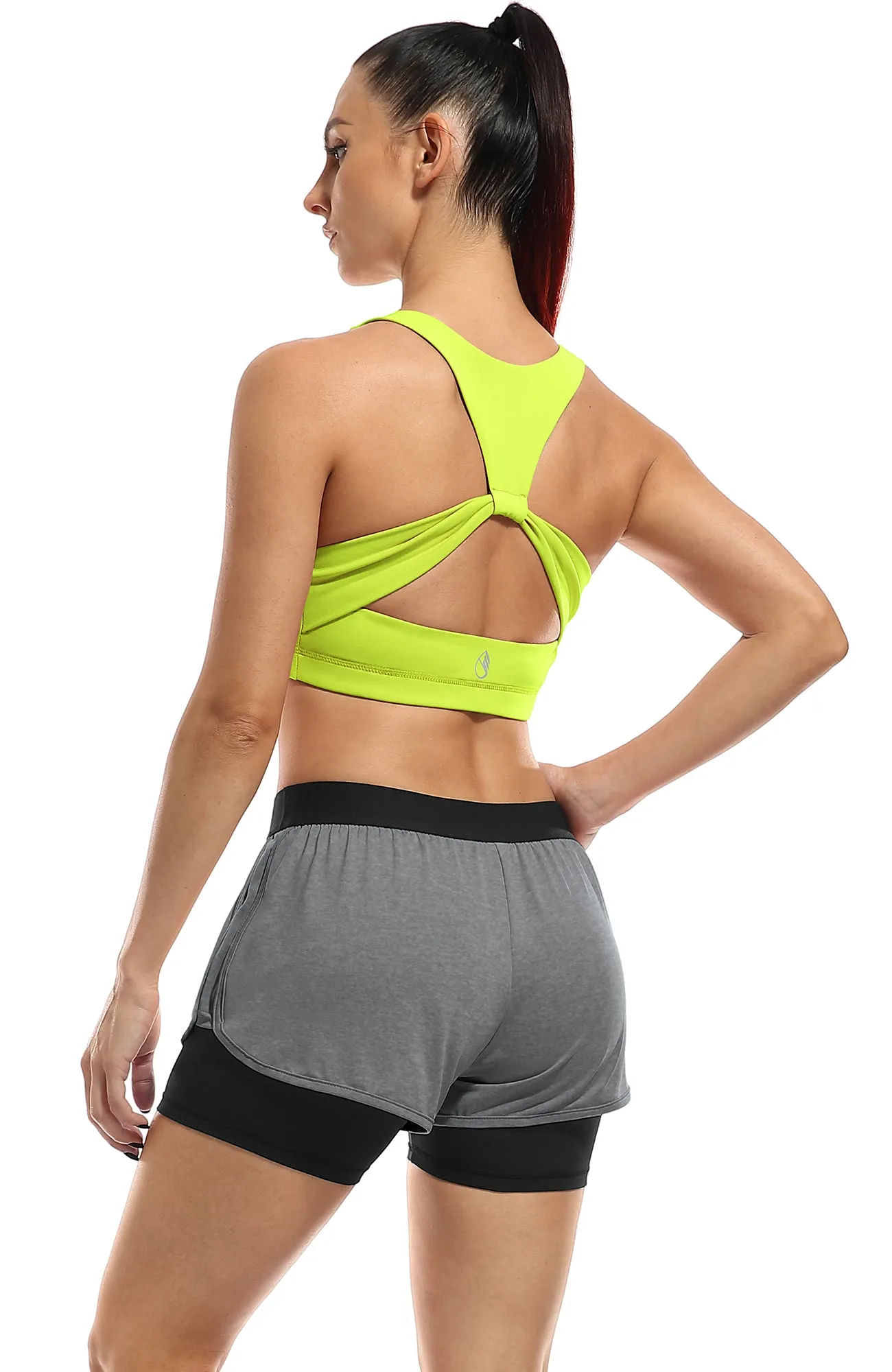 B09 icyzone Women's Workout Yoga Clothes Activewear Printed Racerback Sports Bras