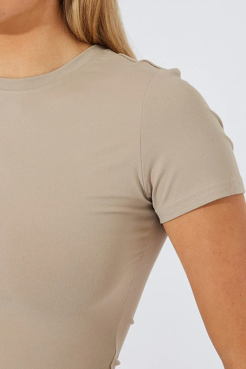 Beige Supersoft Top Short Sleeve