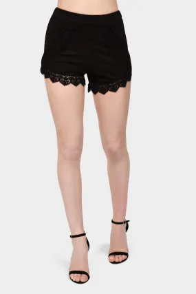 Black Crotchet Trim Shorts