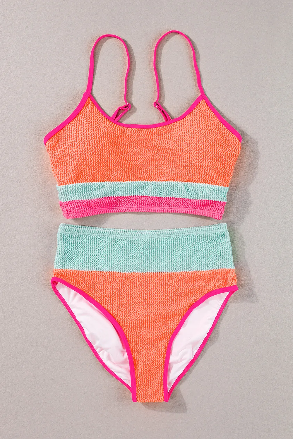 Bonbon Color Block High Waisted Sexy Bikini Set