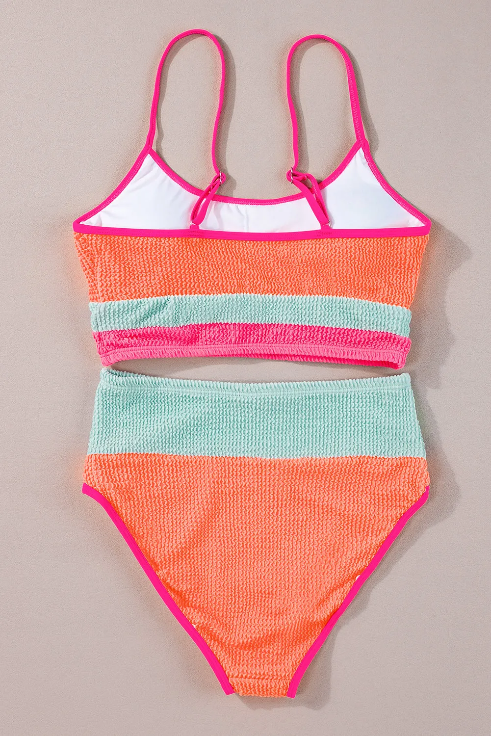 Bonbon Color Block High Waisted Sexy Bikini Set