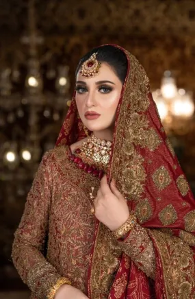 Bridal Traditional Embellished Ensemble with a Handcrafted Shawl