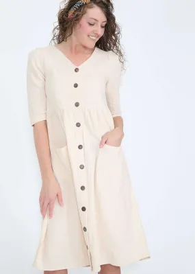 Button Pocket Midi Dress-FINAL SALE