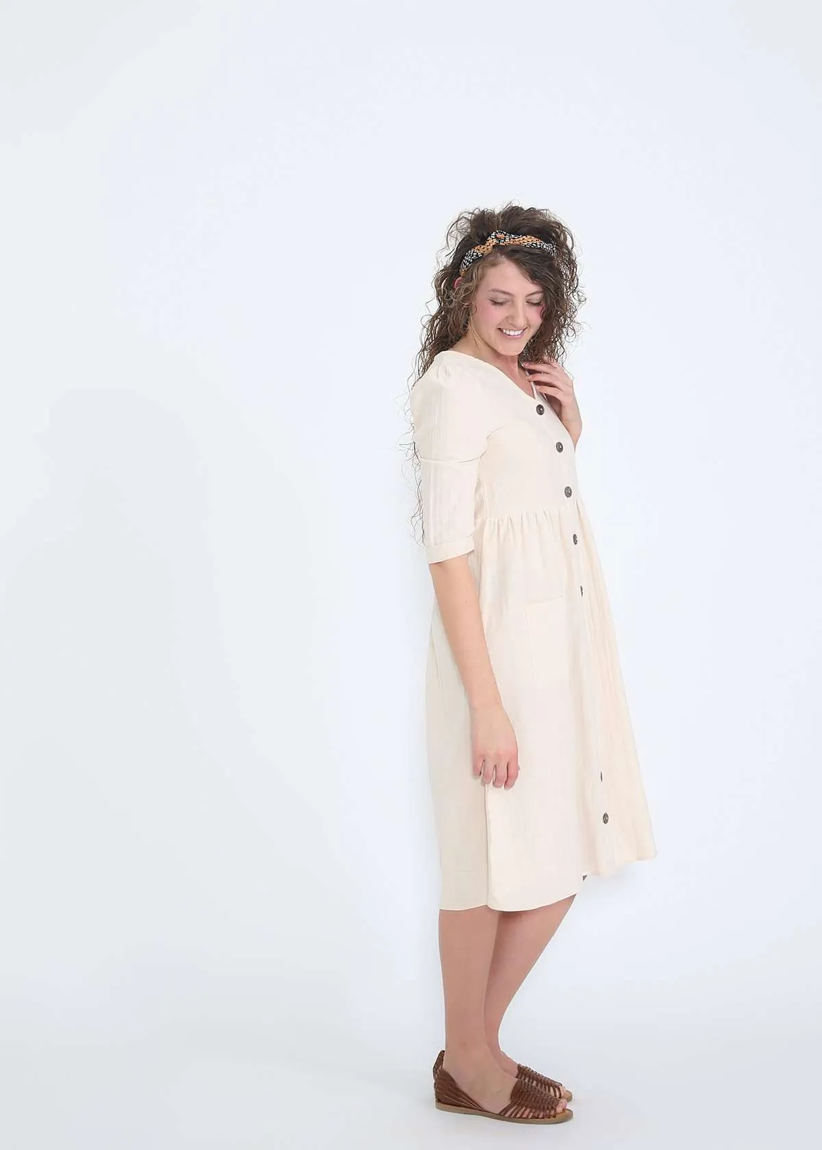 Button Pocket Midi Dress-FINAL SALE