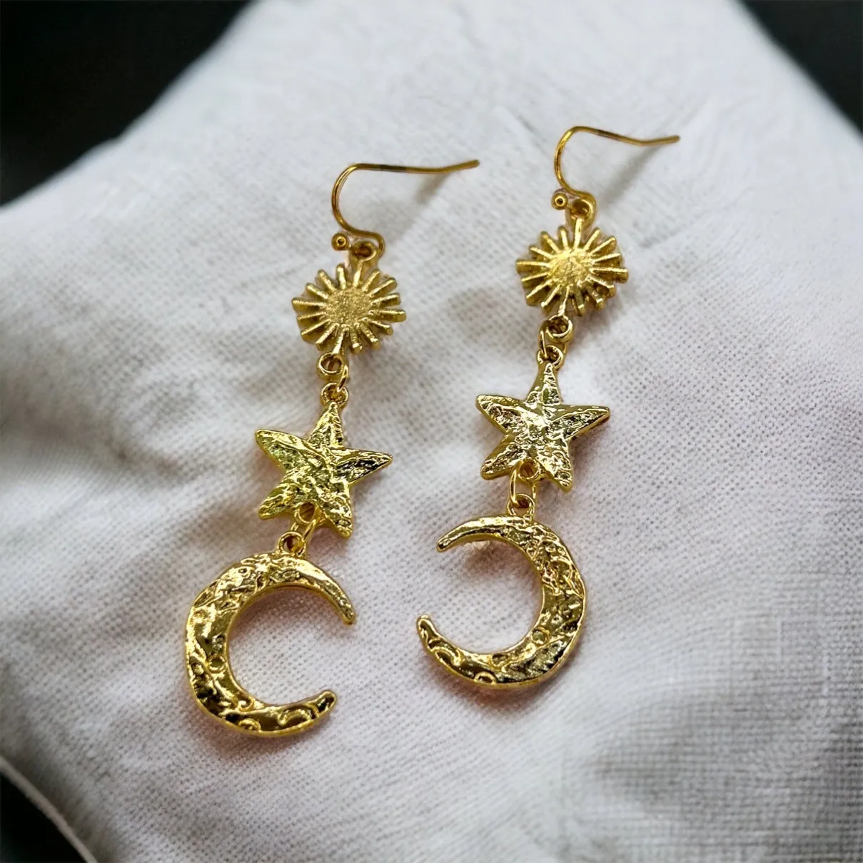 Celestial Earrings - Faith Earrings, Sun and Moon Accessories, Gold and Silver, Bohemian Earrings, Sun Moon Jewelry