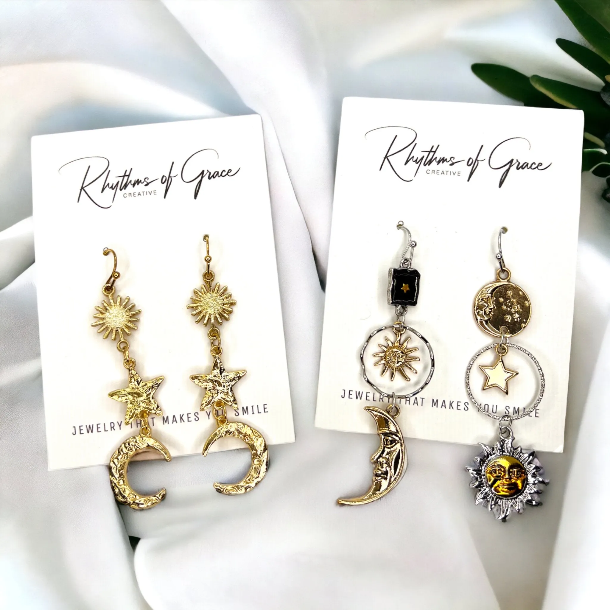 Celestial Earrings - Faith Earrings, Sun and Moon Accessories, Gold and Silver, Bohemian Earrings, Sun Moon Jewelry