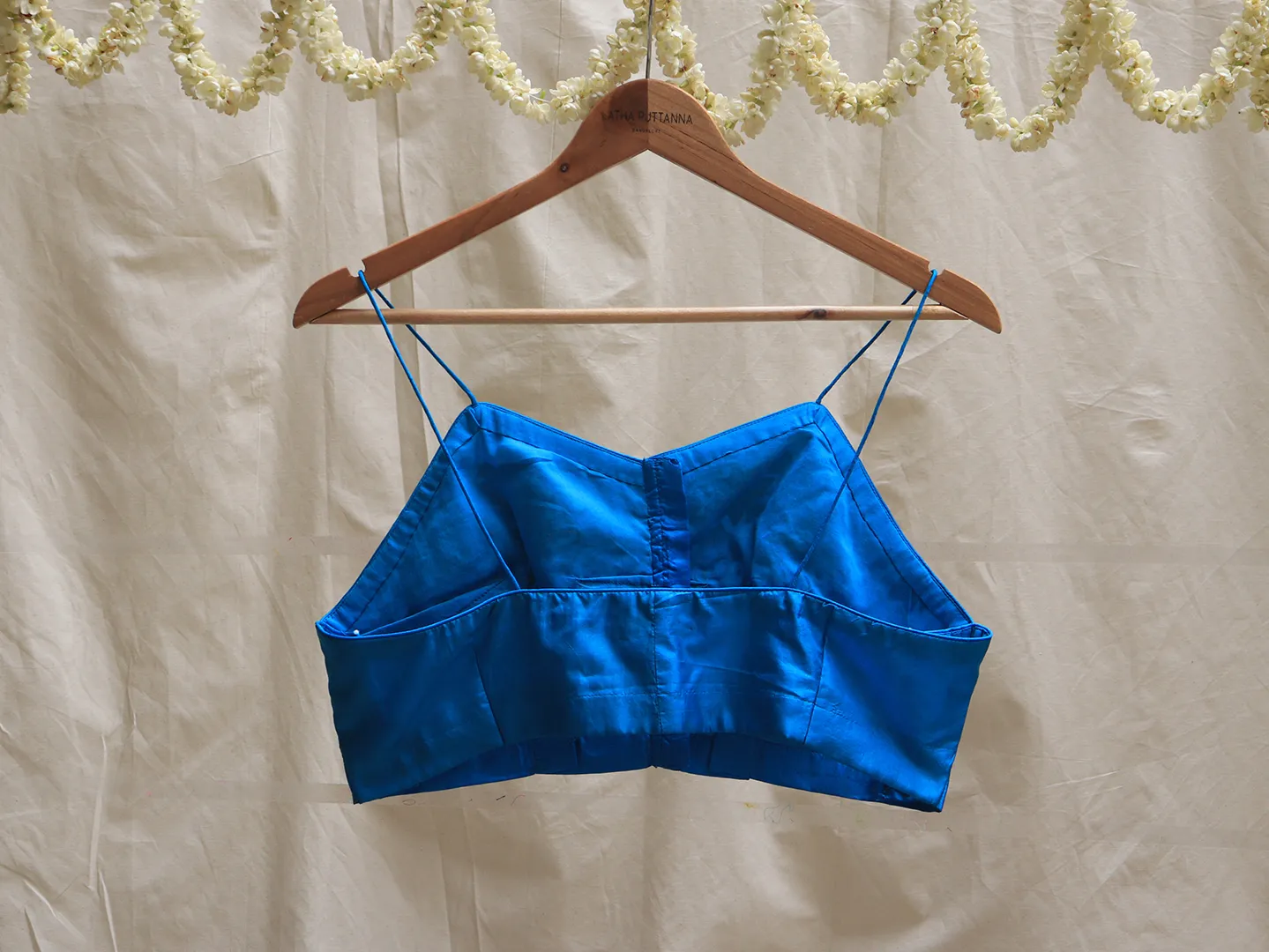 Cyan blue, Soft silk, Embroidery Bralette