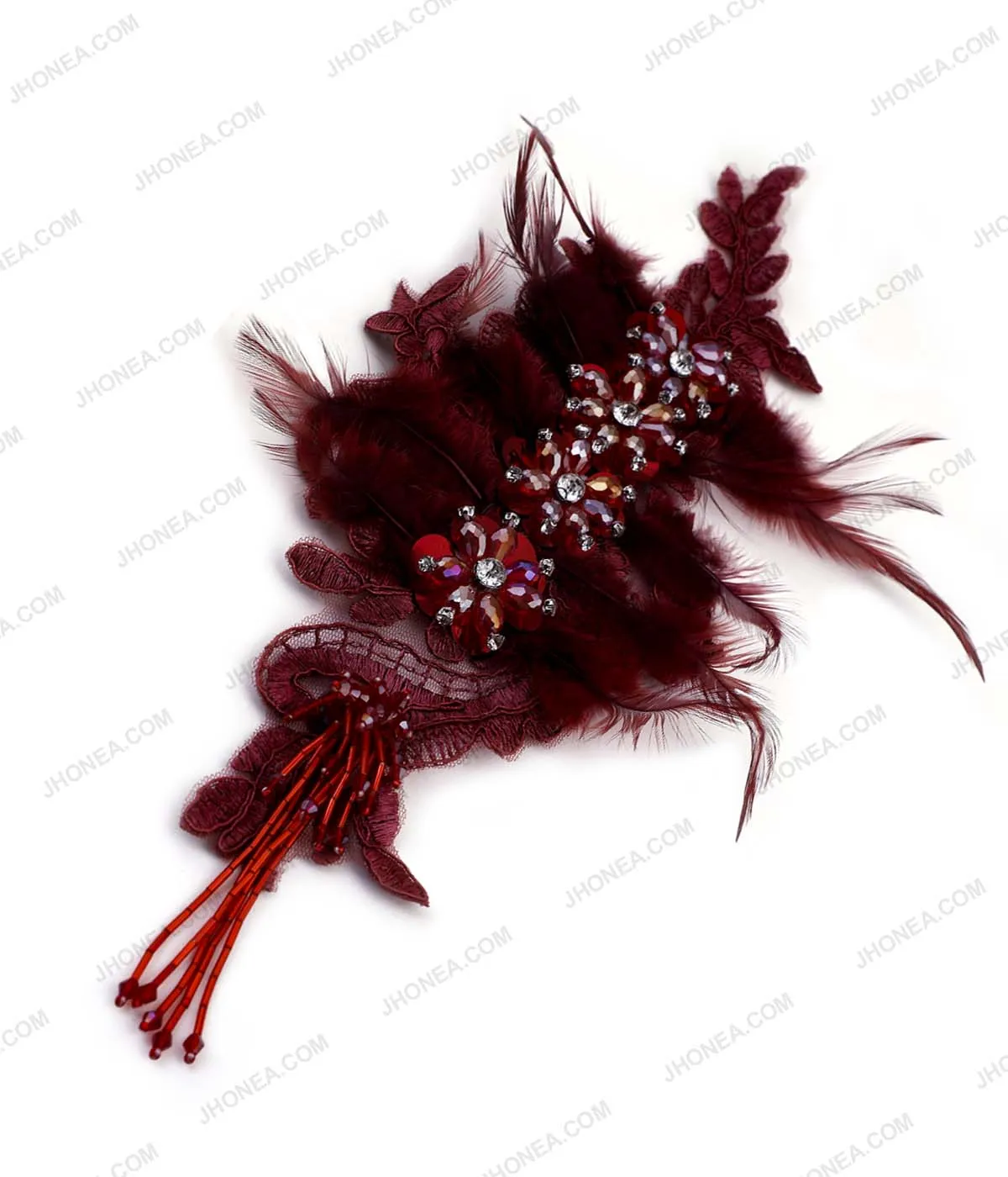 Decorative Designer Diamonds Beaded Tassel Embroidery Patch