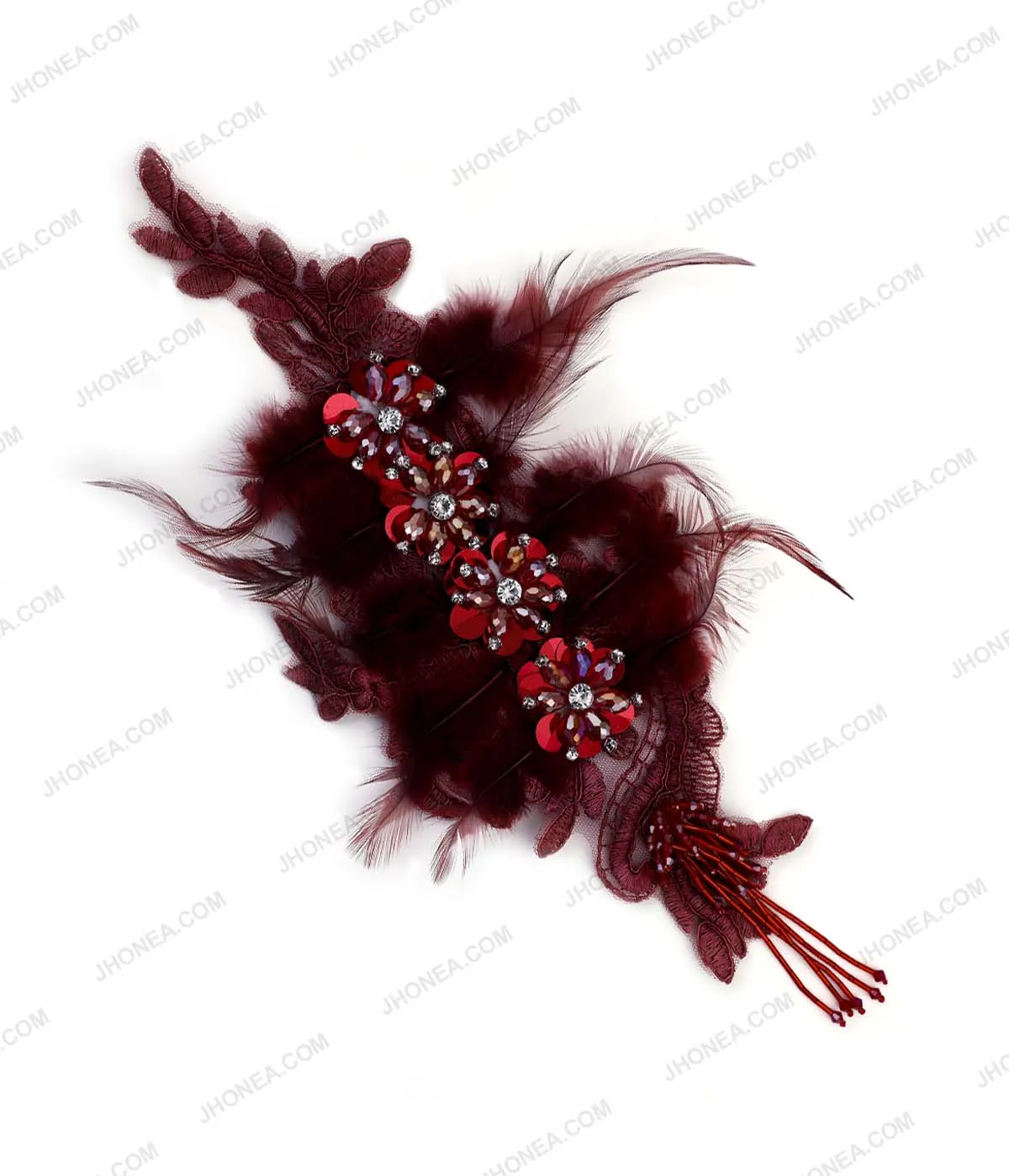 Decorative Designer Diamonds Beaded Tassel Embroidery Patch