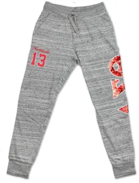 Delta Sigma Theta Sequins Patch Sweatpants Grey