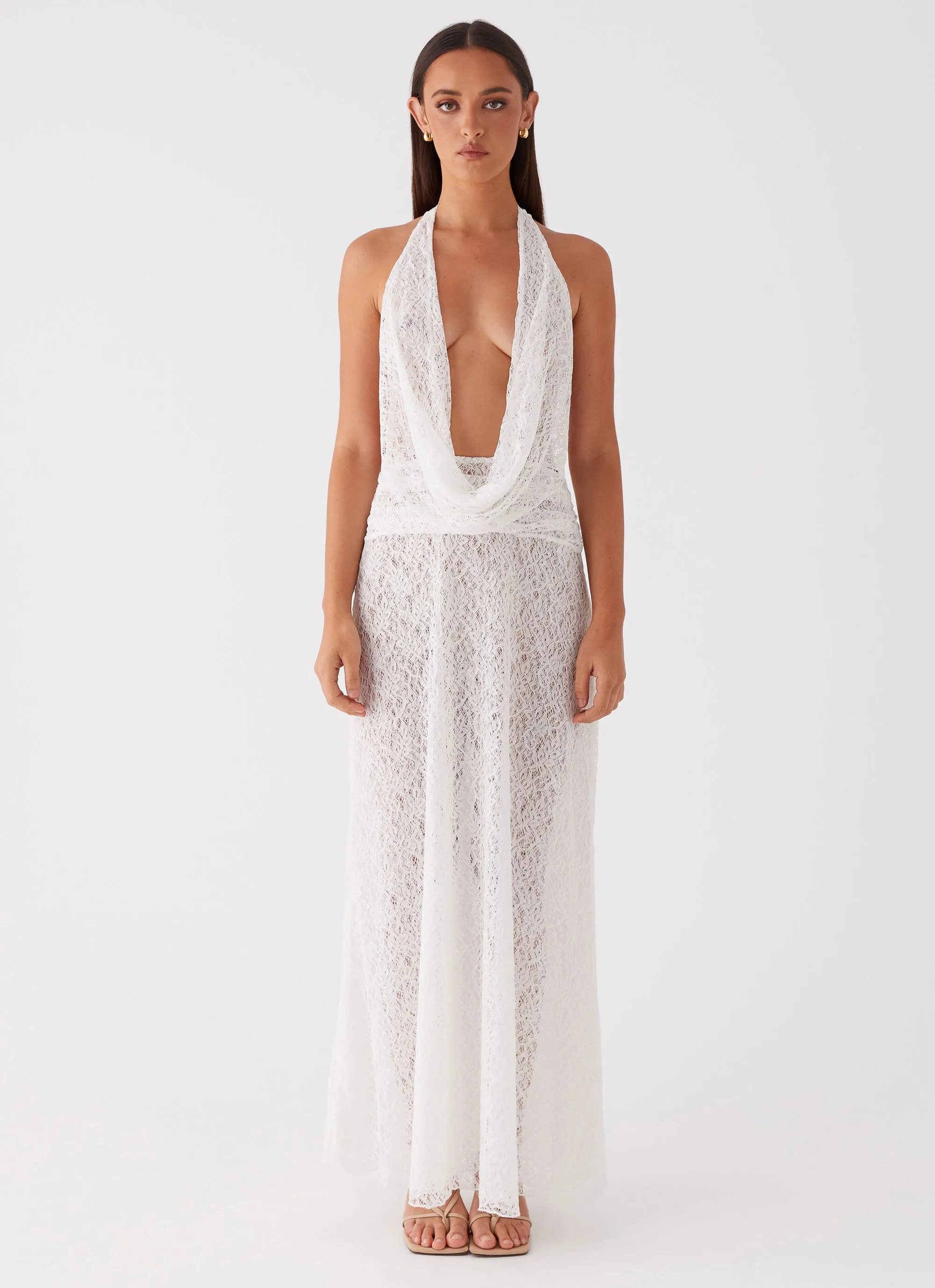 Elysia Lace Maxi Dress - White