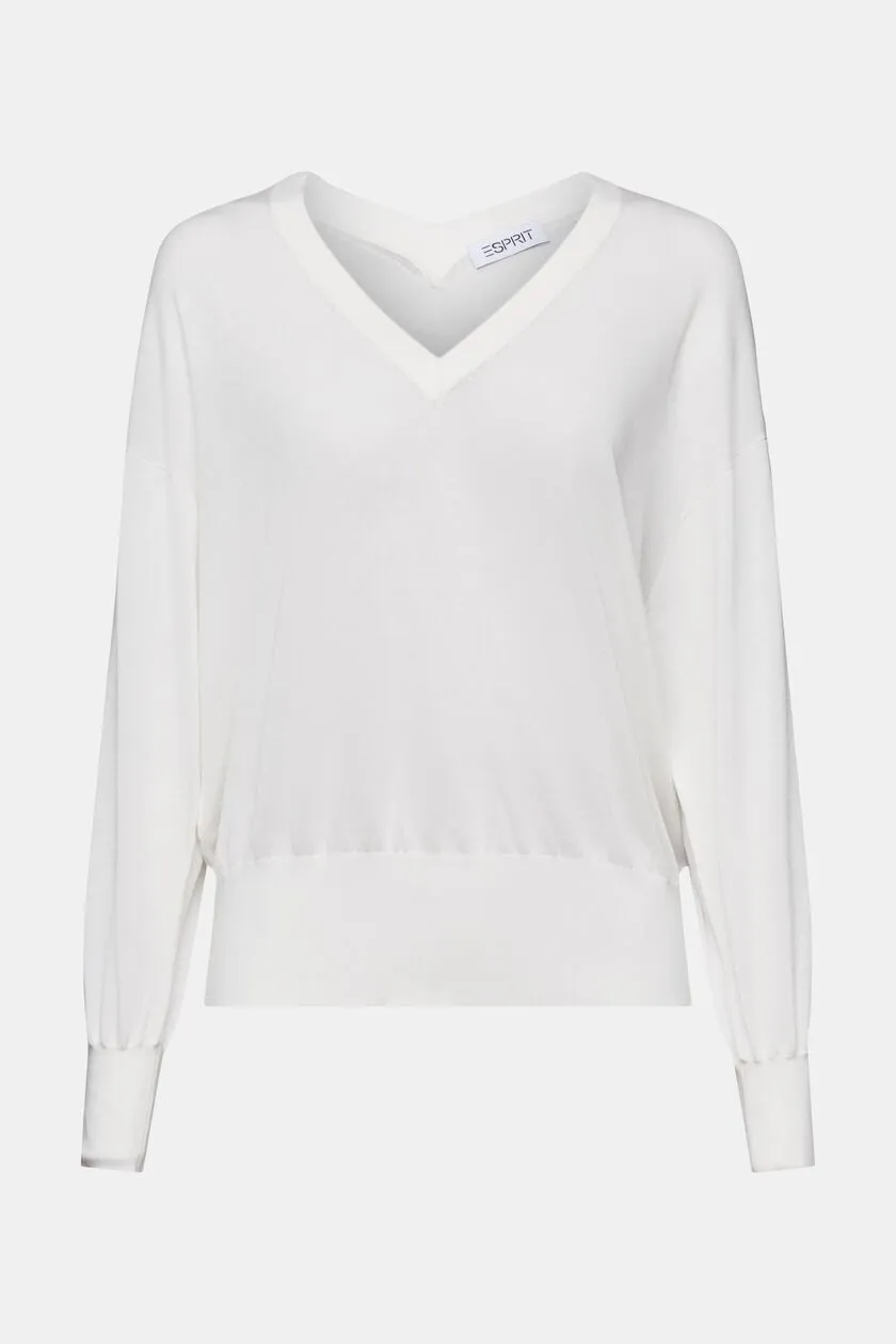 Esprit Cotton Silk V-Neck Oversize Sweater