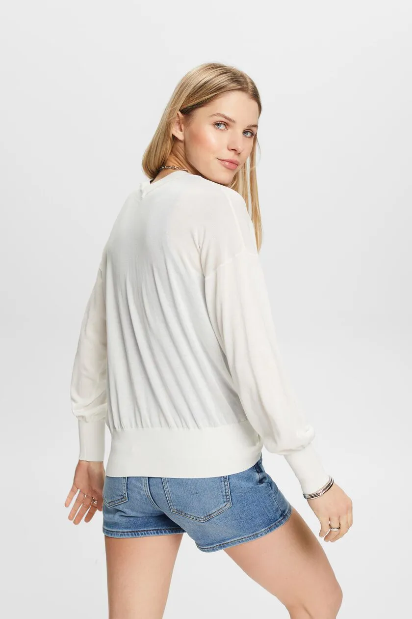 Esprit Cotton Silk V-Neck Oversize Sweater