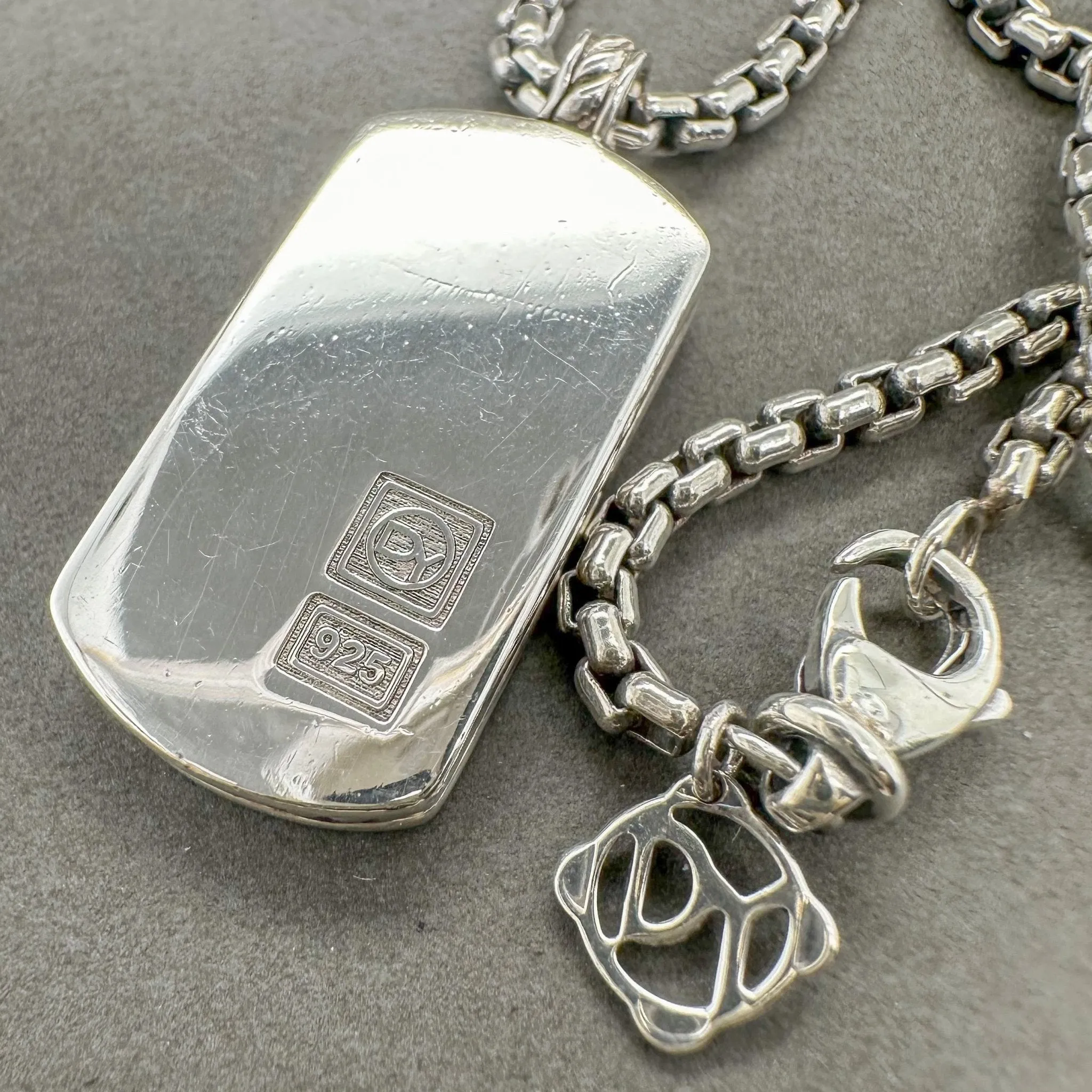 Estate David Yurman SS 20” Dog Tag Pendant