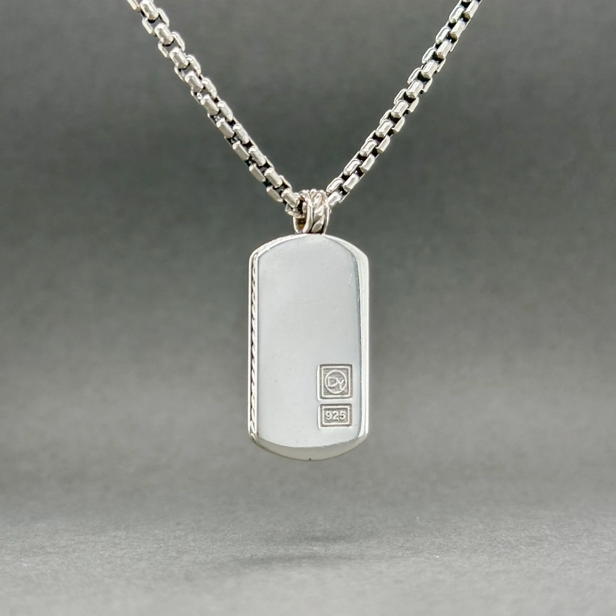 Estate David Yurman SS 20” Dog Tag Pendant