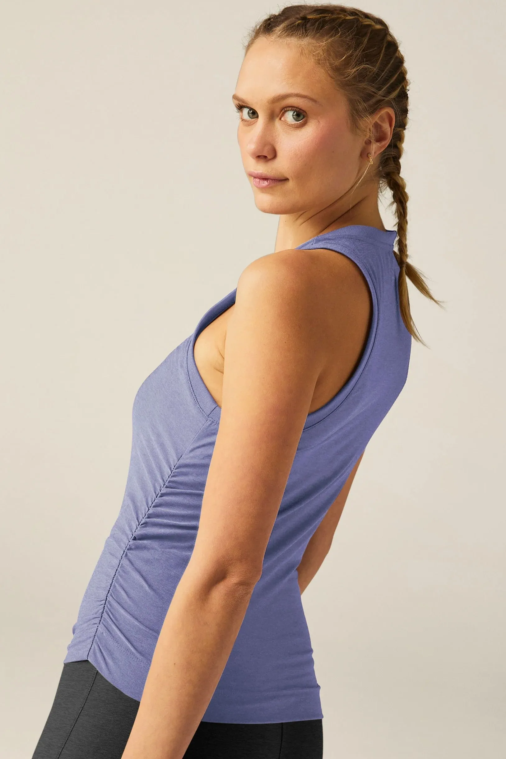 Featherweight Your Fit Shirred Tank - Periwinkle