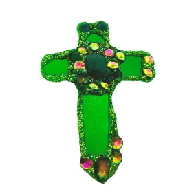 FROG CROSS, GREEN BROOCH, 2023