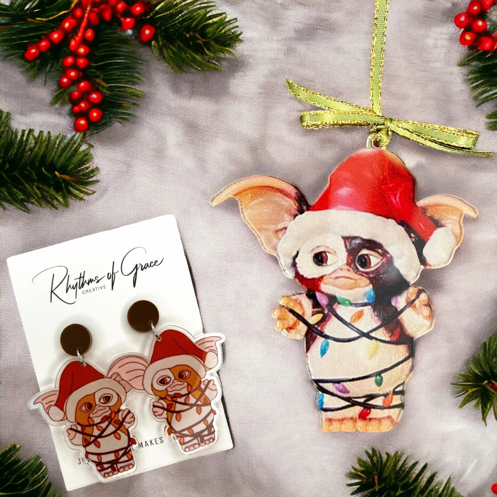 Gizmo Earrings - Gremlins, Handmade Jewelry, Gremlin Earrings, Gremlins Earrings, Handmade Earrings, Gizmo the Gremlin, Christmas Earrings