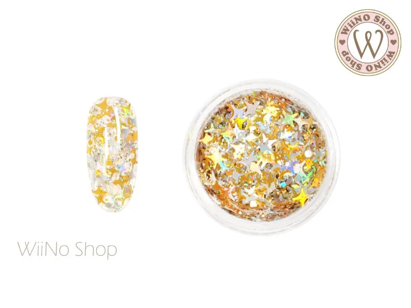 Gold Silver Holographic Cross Star Mix Glitter (CSM01)