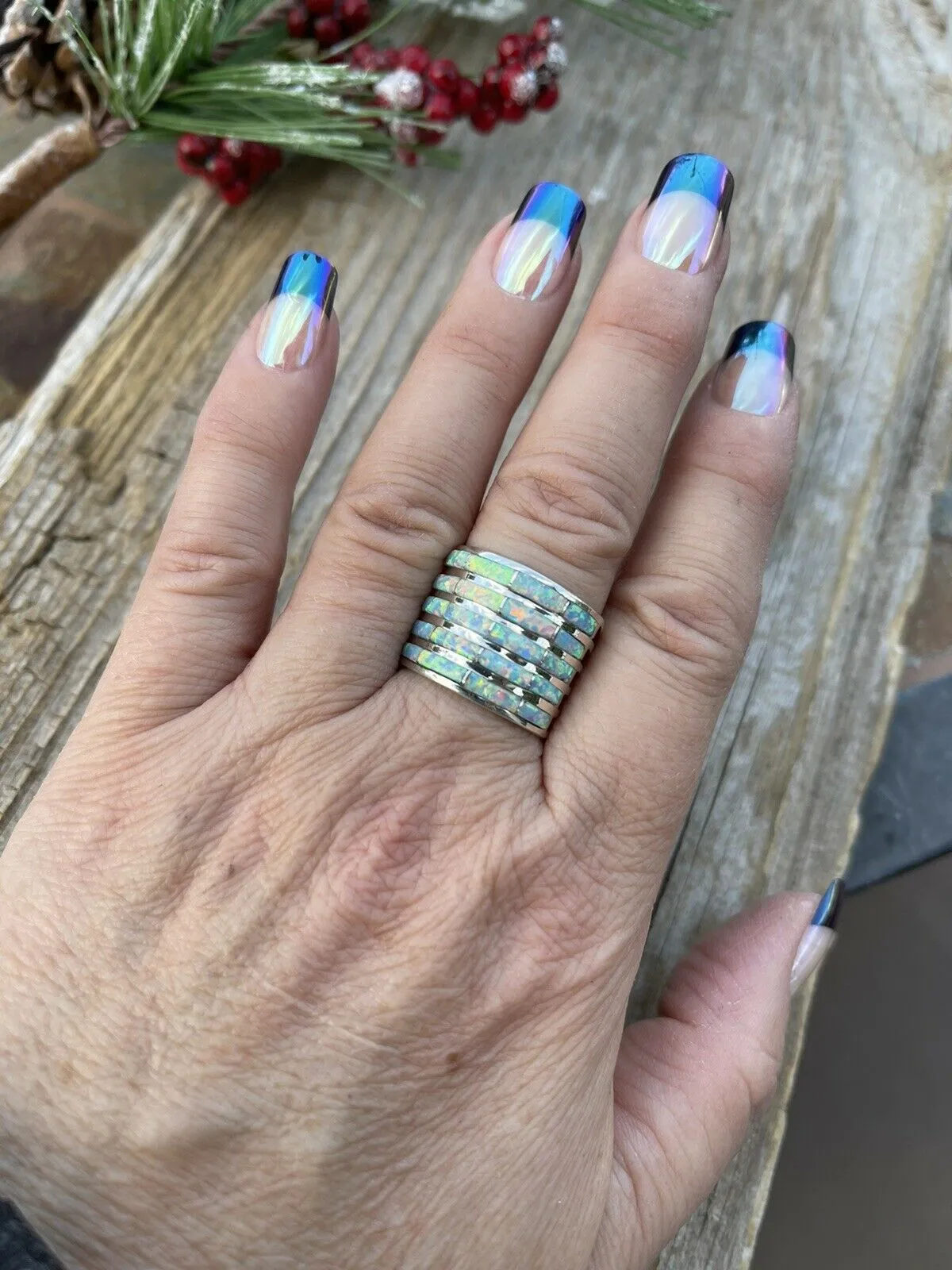 Iridescent Opal Stacked Ring