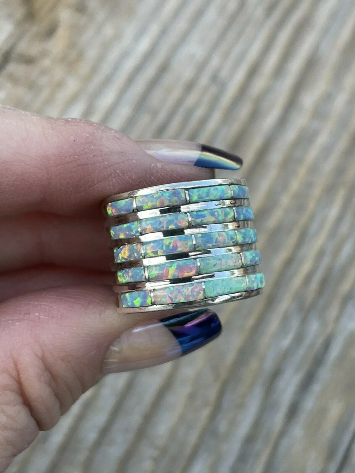 Iridescent Opal Stacked Ring