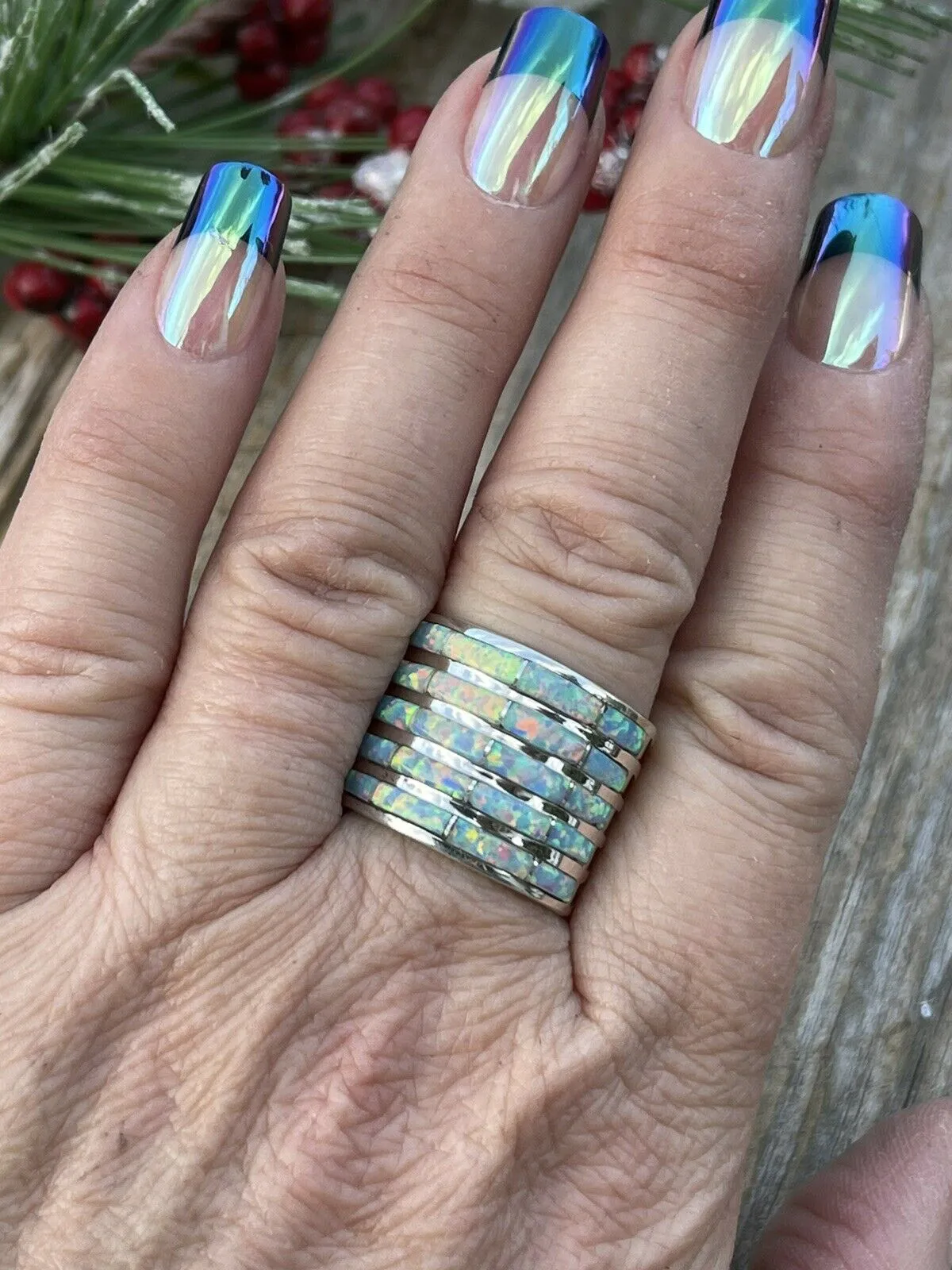 Iridescent Opal Stacked Ring