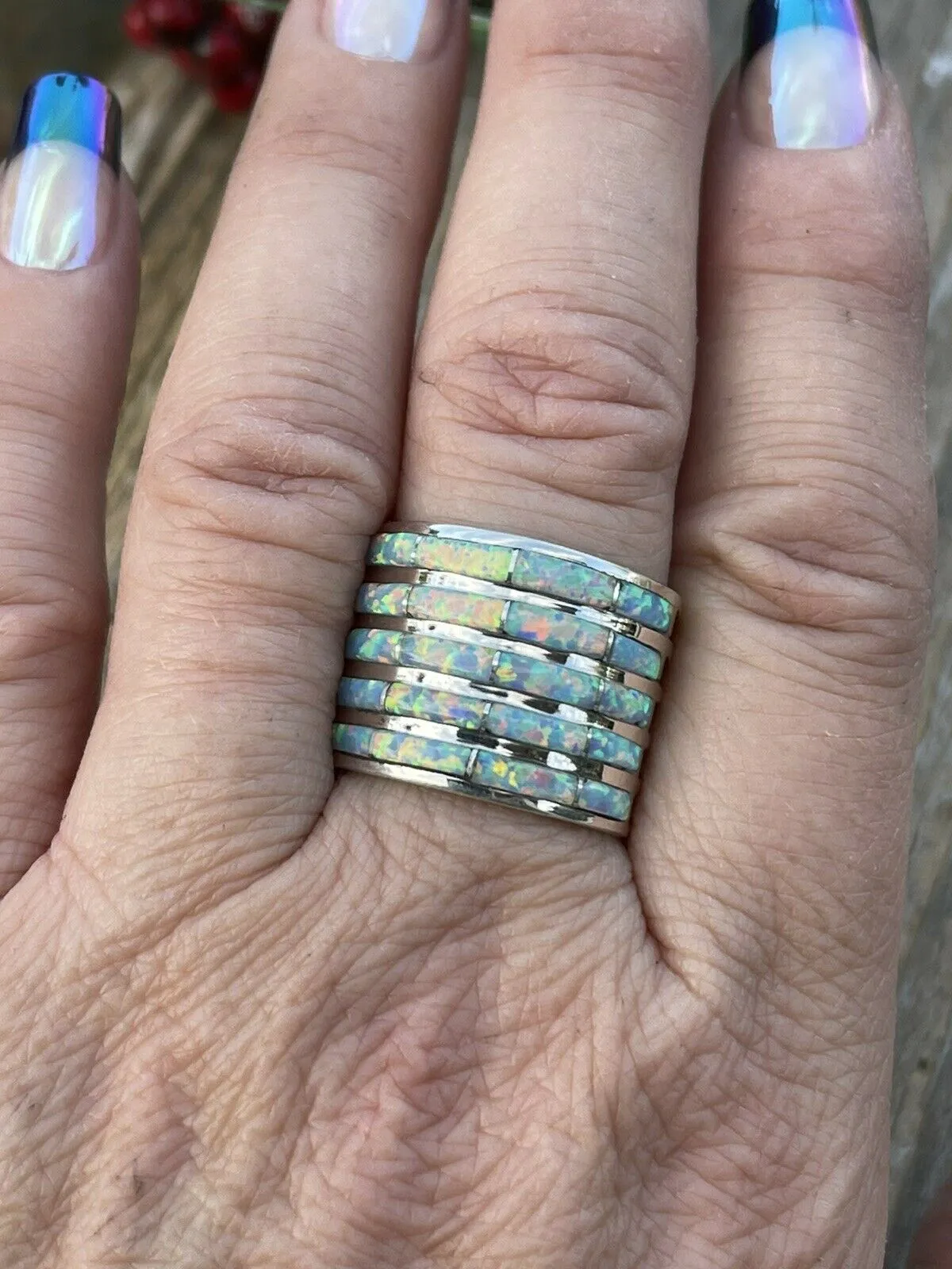 Iridescent Opal Stacked Ring