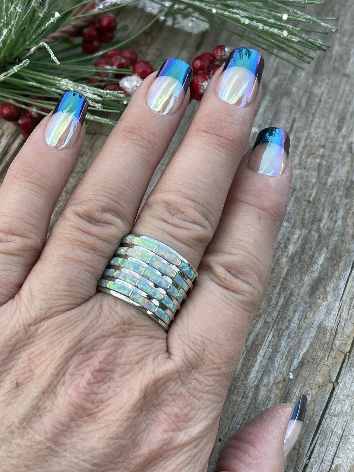 Iridescent Opal Stacked Ring