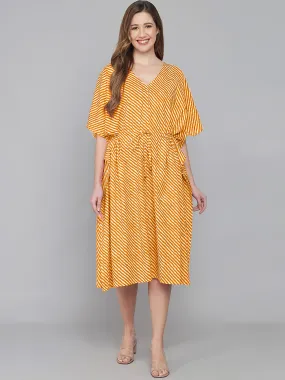 Leheriya Print Kaftan - Yellow