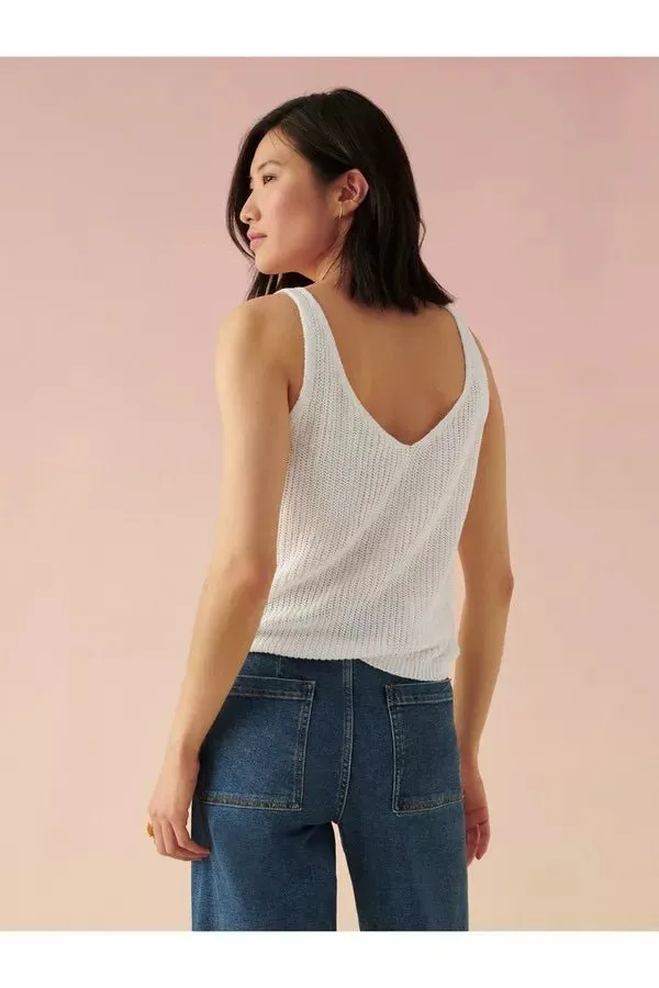 Linen Ribbed V Neck Tank