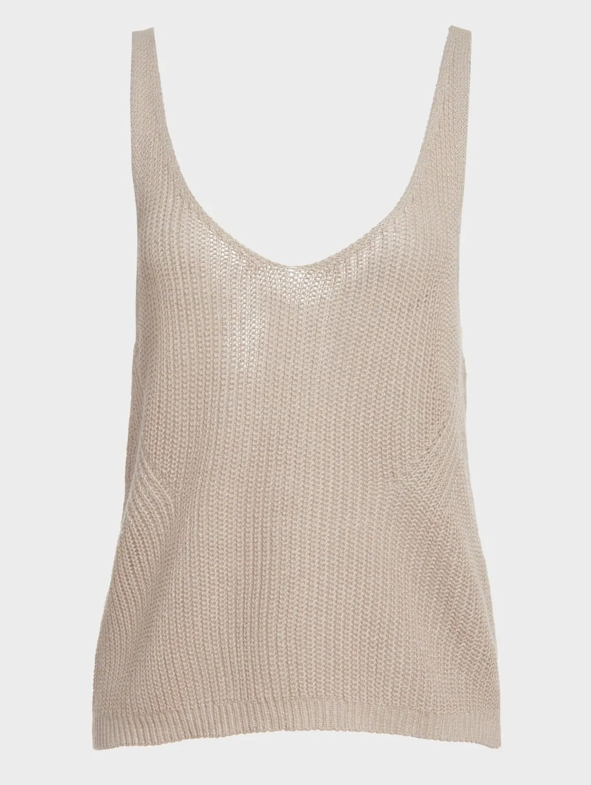 Linen Ribbed V Neck Tank