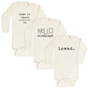 Long Sleeve Organic Bodysuit - 3 Pack - Hello | Loved | Home is Where Mama Is