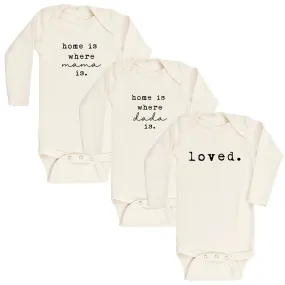 Long Sleeve Organic Bodysuit - 3 Pack - Home is Where Dada Is | Loved | Home is Where Mama Is