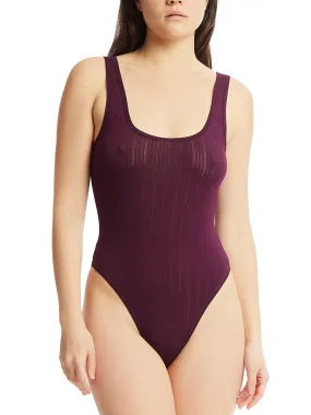 MellowLuxe™ Square Neck Bodysuit Dried Cherry Red Sale