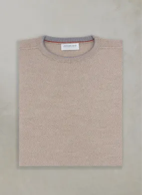 Men's Tollegno Merino Wool Crew Neck Sweater in Taupe Mélange