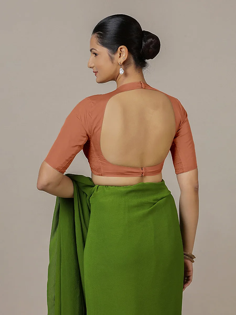 Myra x Rozaana | Metallic Copper Backless Saree Blouse w/ FlexiFit™