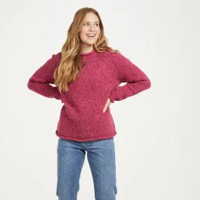 Pink Heather Donegal Wool Crew Neck Sweater