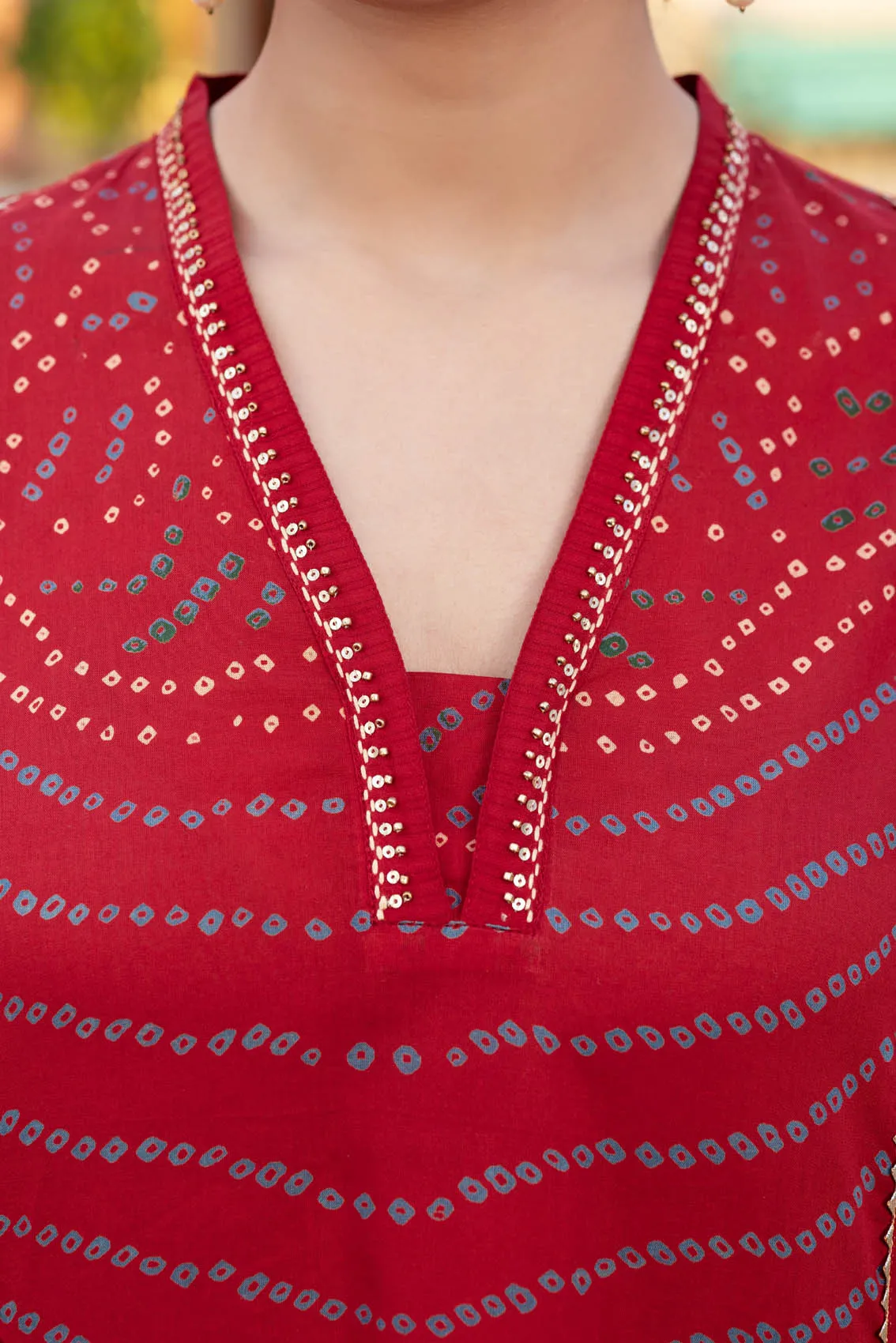 Red Bandhani Kurta