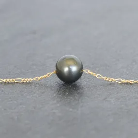 Round Tahitian Pearl with Figaro Chain