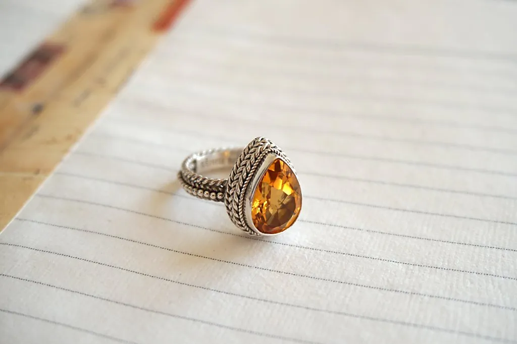 Silver Citrine Jasmin Ring