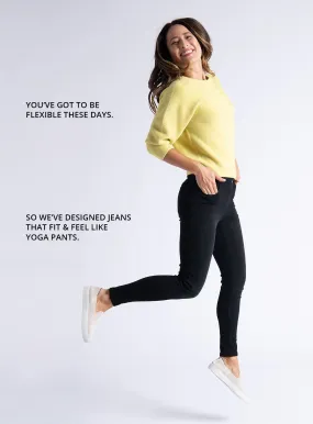 Skinny-Leg | Betabrand Yoga Denim (Washed Black)