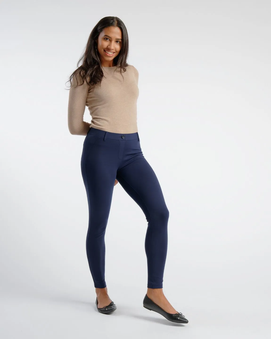 Skinny-Leg | Classic Dress Pant Yoga Pants (Navy)