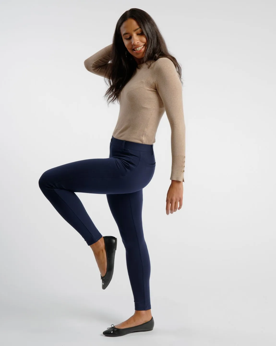 Skinny-Leg | Classic Dress Pant Yoga Pants (Navy)