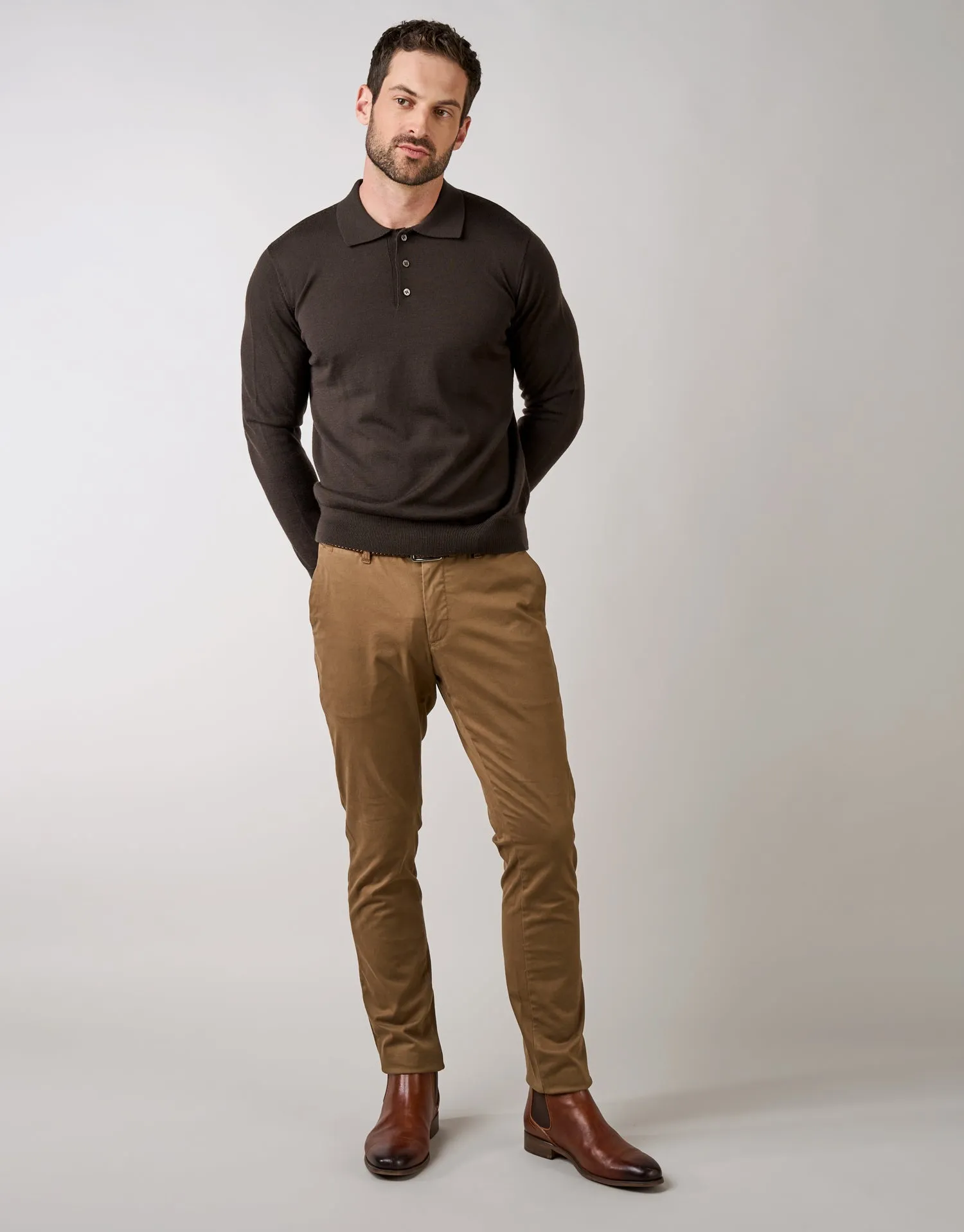 Soho Brick Brown Brushed Twill Chinos