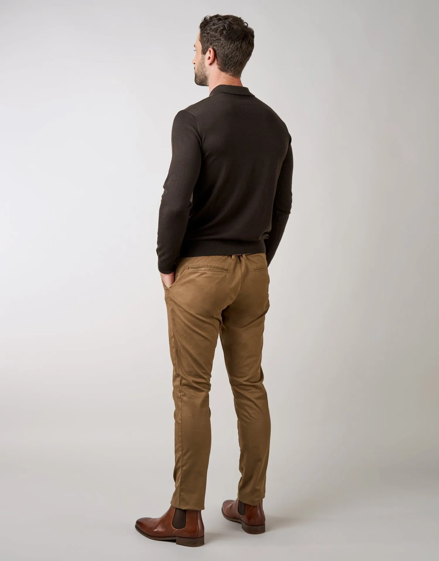 Soho Brick Brown Brushed Twill Chinos